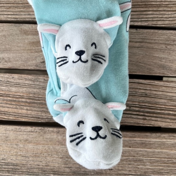 Carter’s Easter Bunny Zip Front One-Piece Footed Sleeper Baby 6 Months Blue GUC - Picture 9 of 11
